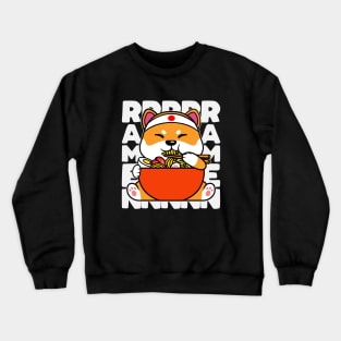 Shiba Inu Dog Eating Ramen Crewneck Sweatshirt